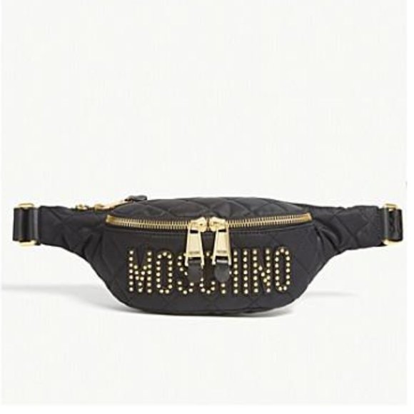 MOSCHINO GOLD STUDDED LOGO BELT BAG - Picture 7 of 11